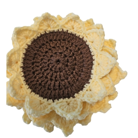 Hand Crafted Crochet Coaster Set Sunflower Cup Mat - Picture 13 of 17